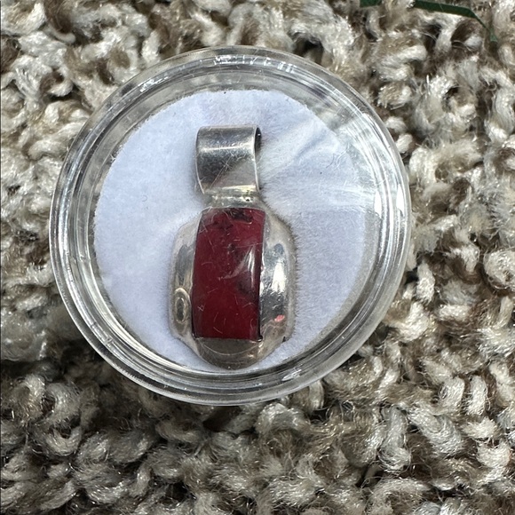 unbrand Jewelry - Red jasper 925 Sterling Silver Oval Shape Pendant